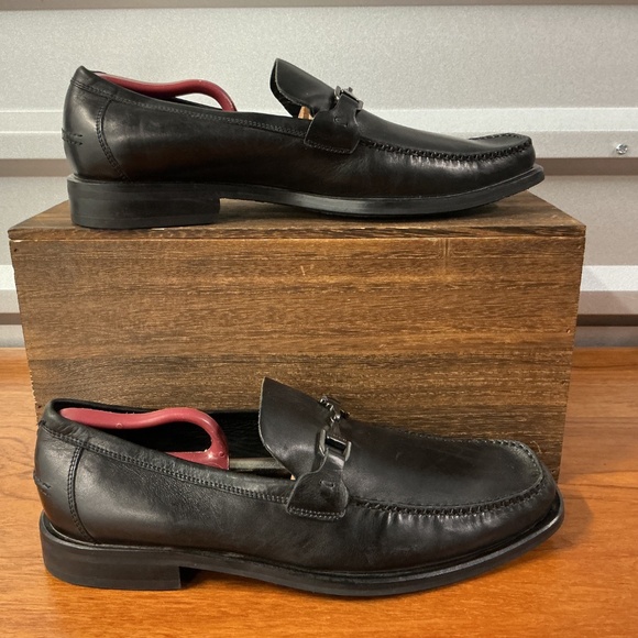 Hugo Boss Men Black Leather Horsebit Moc Toe Loafer Size 9.5 - Picture 4 of 9